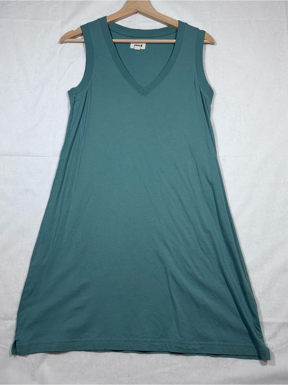 Pact Softspun A-Line Tank Dress Size S Teal Organic Cotton Sleeveless